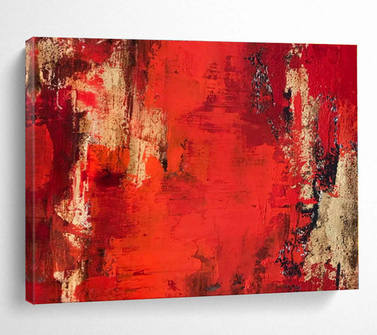 Big Size Red, Beige and Black Abstract Textured Painting WB080