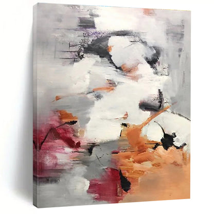 Unique Abstract Art Gray, Orange & Red Abstract Dynamic Shapes Art HS394