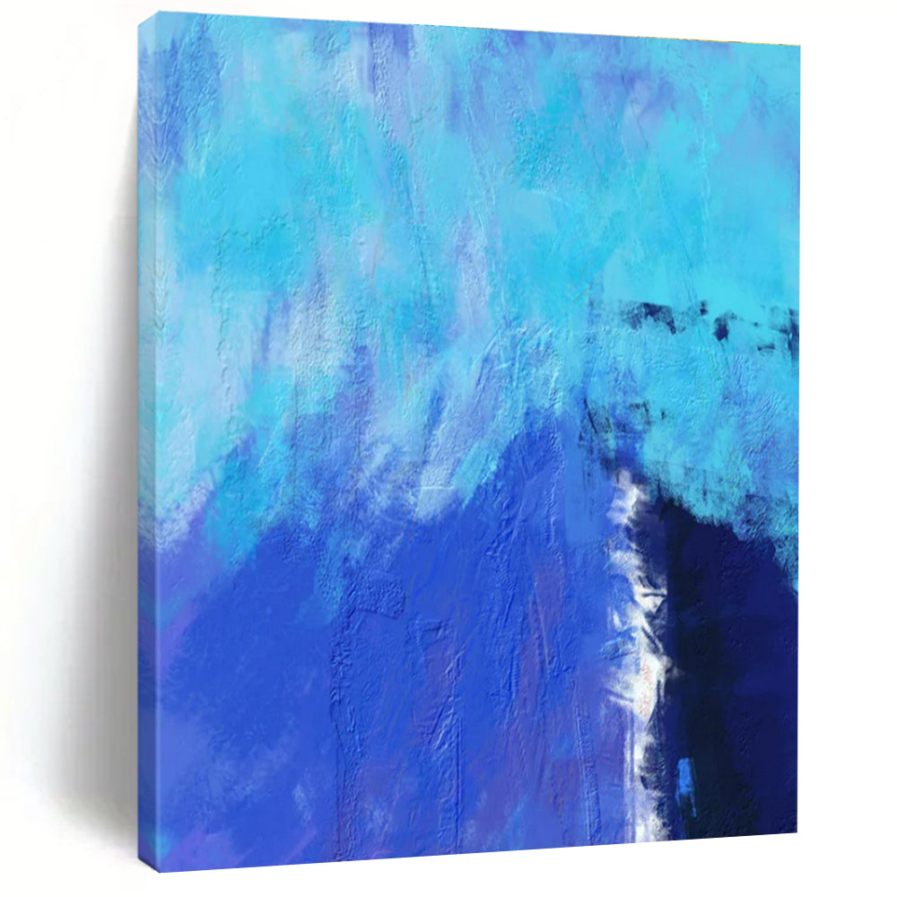 Acrylic Modern Art Paintings Blue and Turquoise Textured Abstract Painting On Canvas HS809