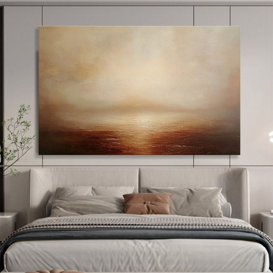 Contemporary Abstract Art with Beige, Brown and Light Orange Colors, Misty Sea Theme WB316