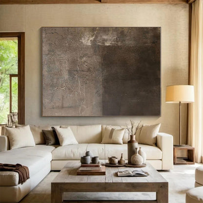 Handmade Art with Brown, Beige and Gray Colors, Textured Abstract Theme HS487