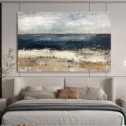 Contemporary Abstract Painting with Gray, Blue and Beige Colors, Seaside Abstract Theme WB309