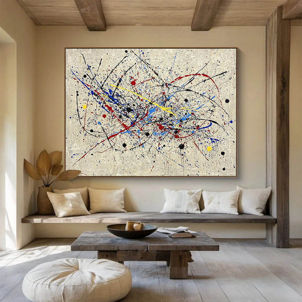 Oversized Canvas Art in Multicolor Splatter Abstract Style WB251