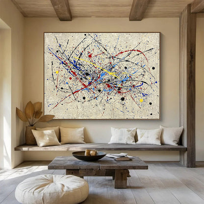 Oversized Canvas Art in Multicolor Splatter Abstract Style WB251