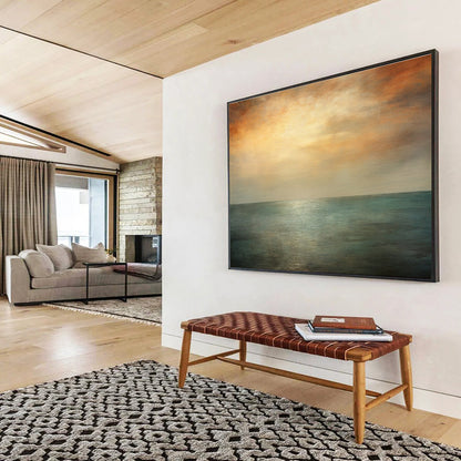 Huge Size Soft Blue, Beige, and Multicolor Abstract Landscape, Abstract Oil Painting WB170