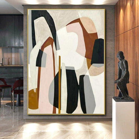 Hand Painted Art Multicolor Geometric Shapes Abstract Art, Acrylic Modern Art Paintings HS551