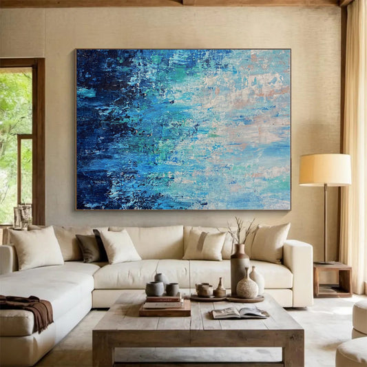 Unique Abstract Art Blue Textured Abstract, Acrylic Modern Art Painting HS289