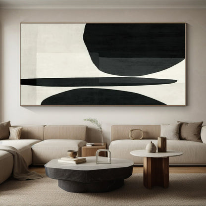 Minimalist Canvas Art Black and White Geometric Abstract Painting On Canvas HS781