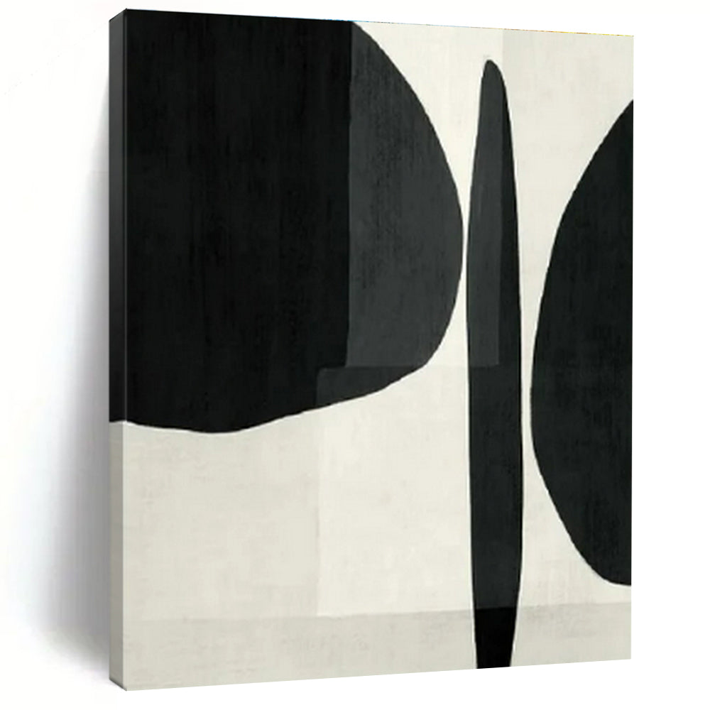 Hand Painted Art Black and White Geometric Abstract Painting On Canvas HS778