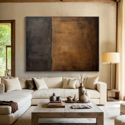Cool Abstract Paintings Brown and Black Textured Abstract Art HS758