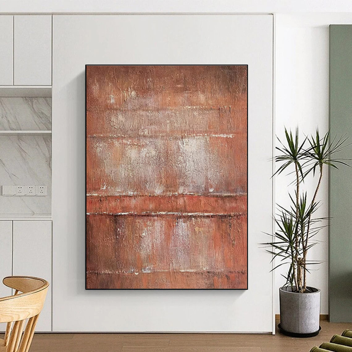 Hand-Painted Brown Textured Abstract, Acrylic Modern Art Painting HS352