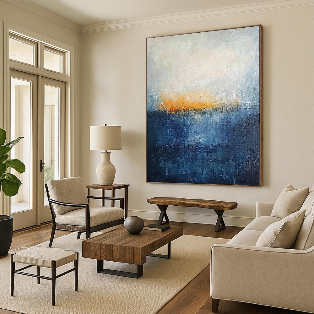 Blue, White Abstract Seascape Art For Bathroom and Coastal-Themed Living Room WS430