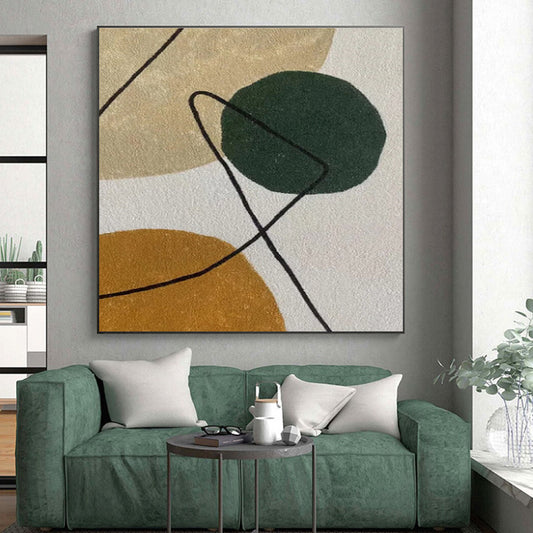 Hand Painted Art Green, Brown & Beige Organic Abstract, Acrylic Modern Art Paintings HS435