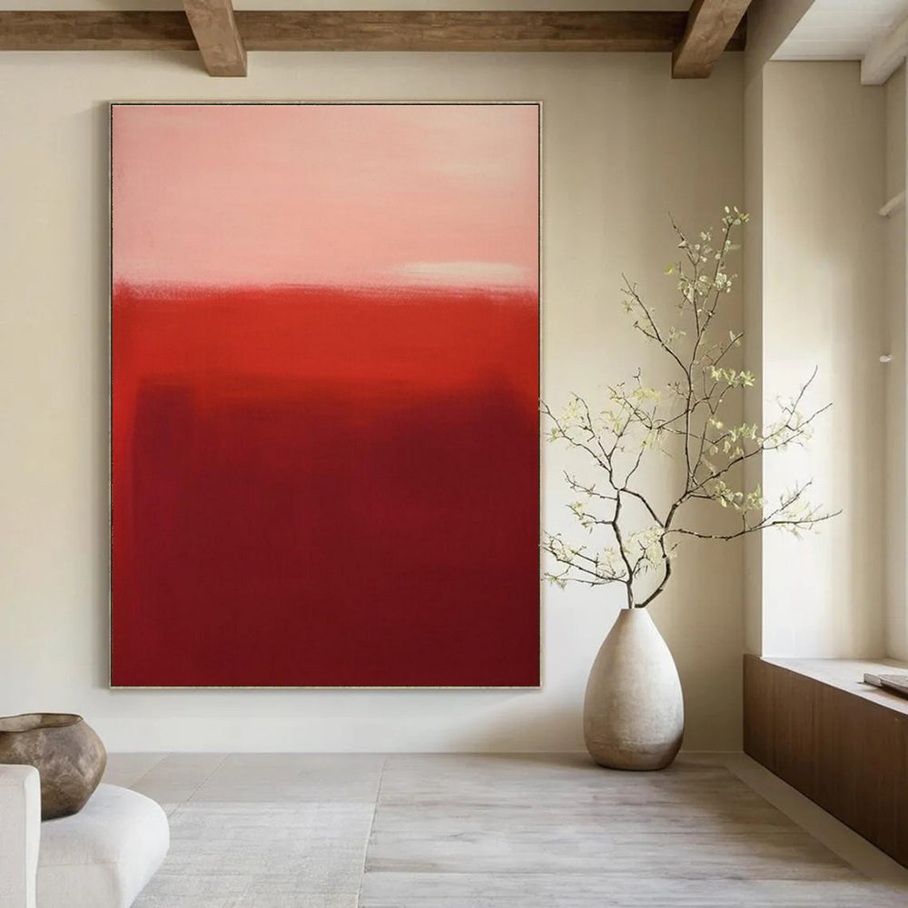 Red and Pink Gradient Abstract Minimalist Painting For Sale Online WS485