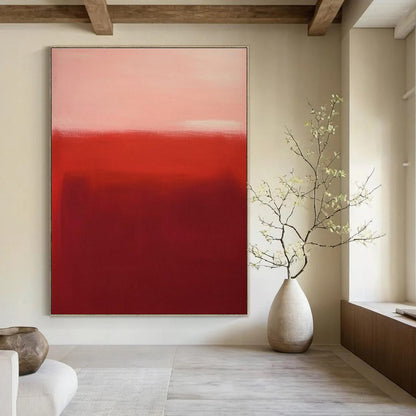 Red and Pink Gradient Abstract Minimalist Painting For Sale Online WS485