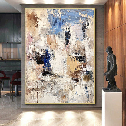 Large Contemporary Wall Art Multicolor Abstract Textured Painting For Sale HS147