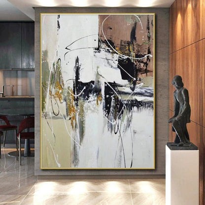 Gaint Canvas Art Multicolor Gestural Abstract, Oversized Abstract Wall Art HS348