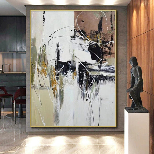 Gaint Canvas Art Multicolor Gestural Abstract, Oversized Abstract Wall Art HS348