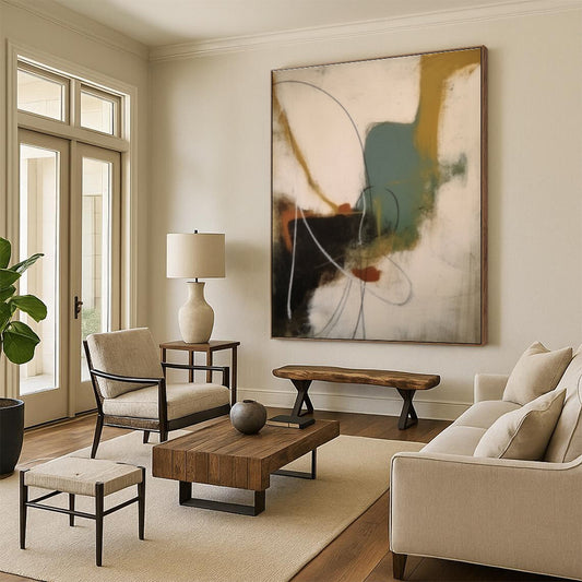 Hand-Painted Multicolor Gestural Abstract, Acrylic Modern Art Paintings HS266