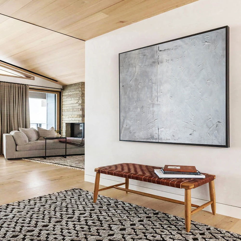 Big Size Gray and White Abstract Textured Painting WB149