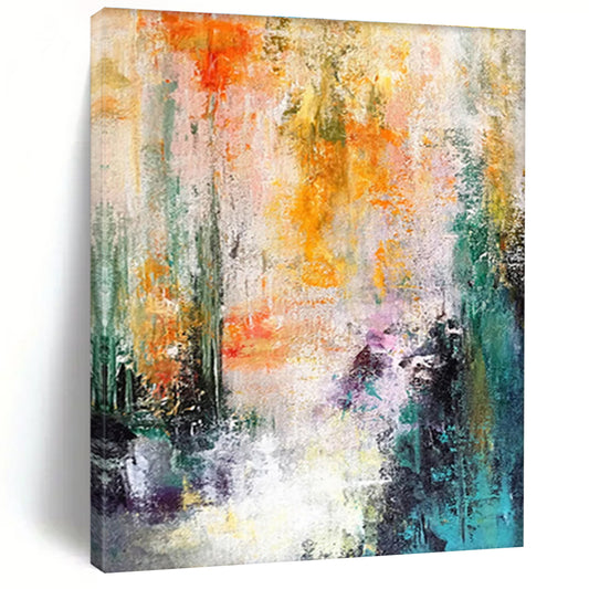Hand-Painted Multicolor Gestural Abstract, Acrylic Modern Art Painting HS276