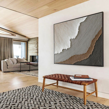 Big Size Beige, Gray and Brown Abstract Textured Painting WB066