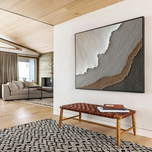 Big Size Beige, Gray and Brown Abstract Textured Painting WB066