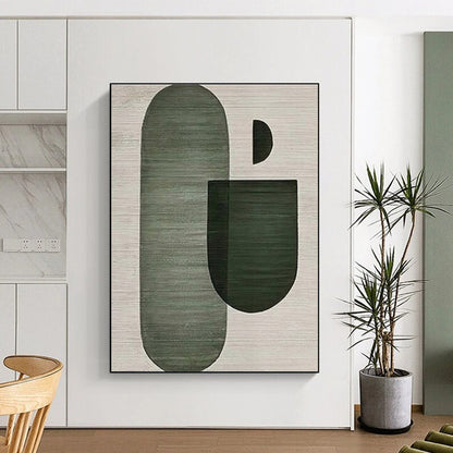 Unique Abstract Art Green Geometric Shapes Abstract Art, Minimalist Canvas Art HS554