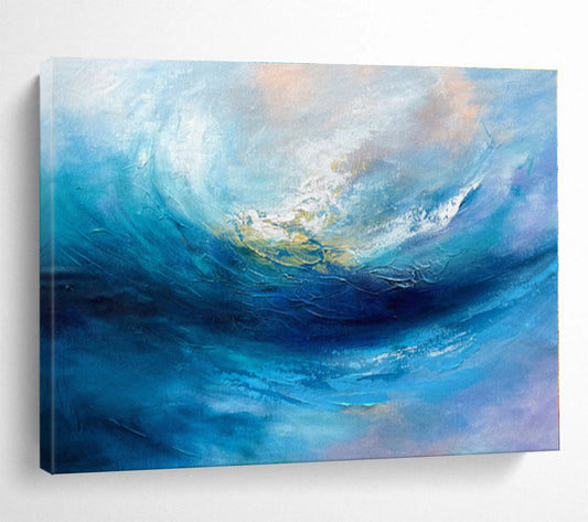 Large Size Blue and Purple Abstract Ocean Wave Painting WB071