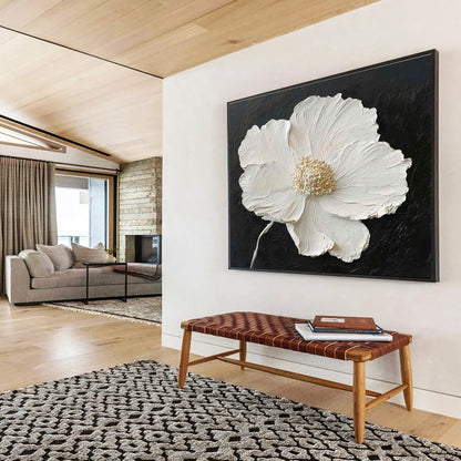 Huge Size White and Black Abstract Floral Painting WB207