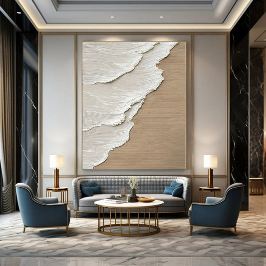 Beige, White Abstract Textured Art For Minimalist Living Room and Bedroom WS424