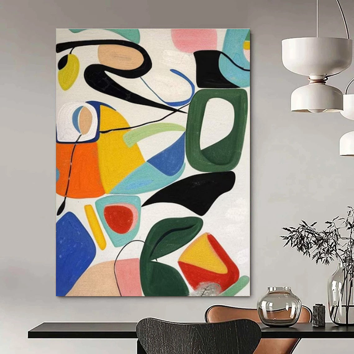 Multicolor Geometric Shapes Abstract Painting For Sale Online WS475