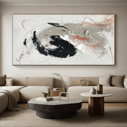 Hand Painted Art with Gray, Black, White and Beige Colors, Textured Abstract Theme HS473