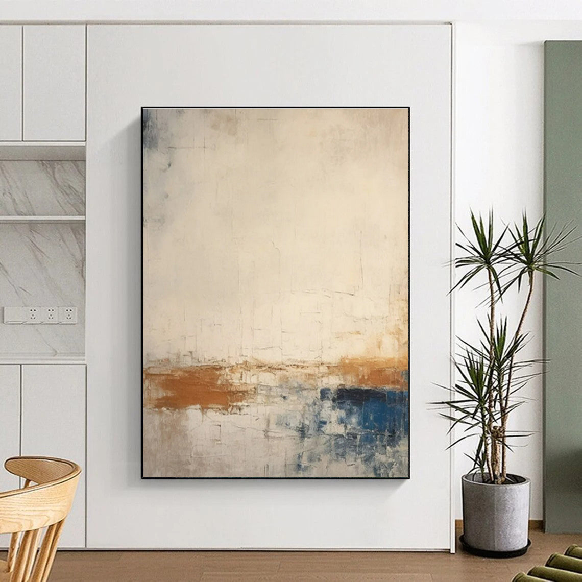 Acrylic Modern Art Paintings Beige, Brown, and Blue Textured Abstract Art HS754