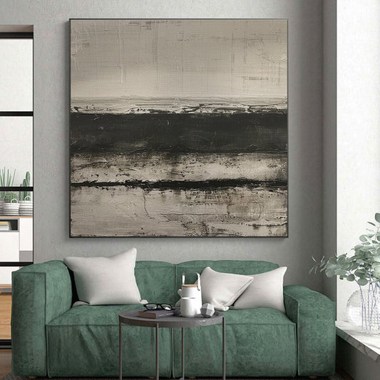 Minimalist Canvas Art Black and White Textured Abstract Art HS762