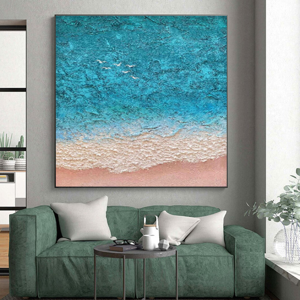 Oversized Abstract Wall Art with Gray, Beige and Blue Colors, Textured Abstract Theme HS497