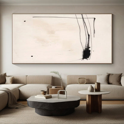 Minimalist Canvas Art Black and White Linear Abstract Art HS663