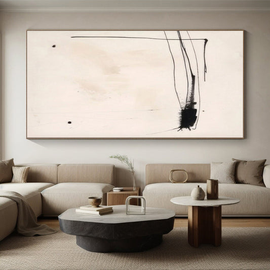 Minimalist Canvas Art Black and White Linear Abstract Art HS663