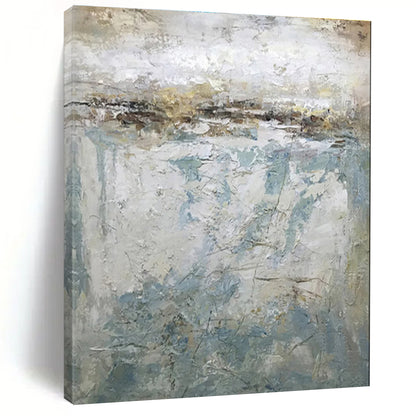 Gray, White, and Gold Textured Abstract Painting For Sale WS512