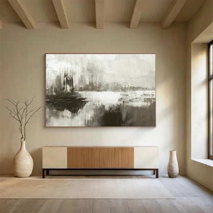 Gray, White Abstract Misty Landscape Art For Sale WB389