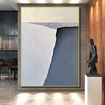 Minimalist Canvas Art Gray and White Abstract Landscape Painting For Sale HS163