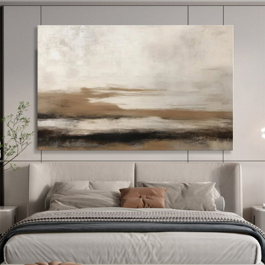 Huge Size Beige, Brown and White Abstract Landscape Painting WB088