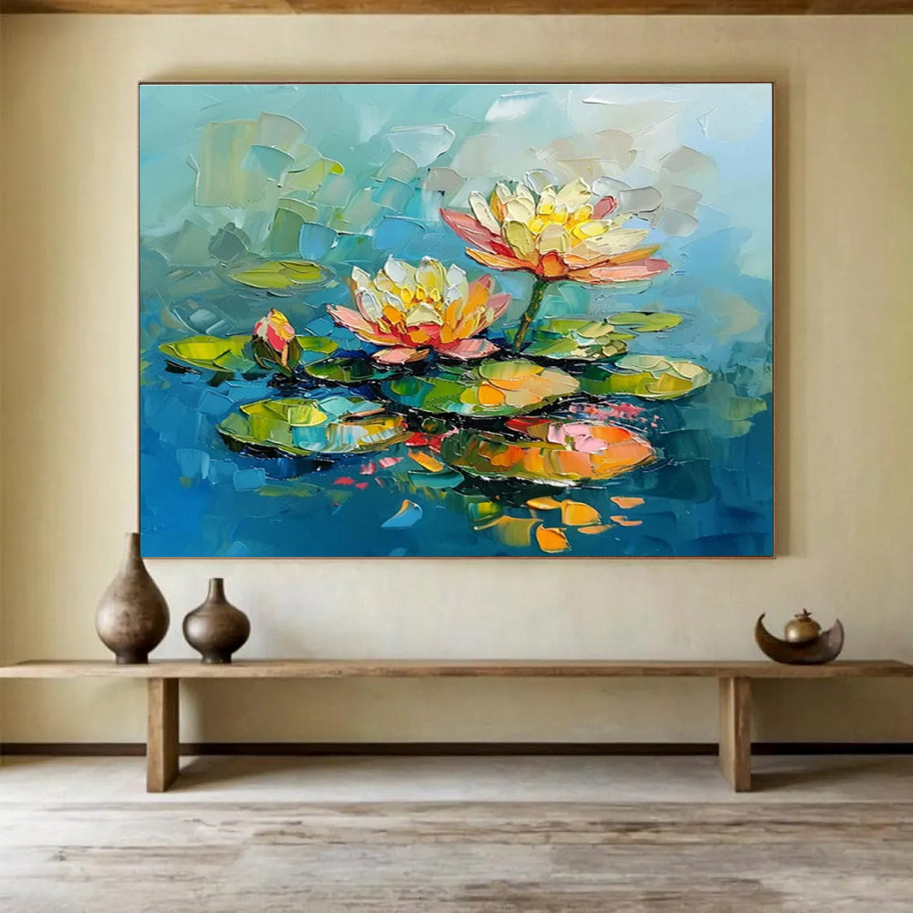Big Size Multicolor Abstract Water Lily Painting WB205