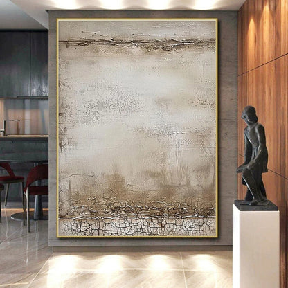Gaint Canvas Art Beige Textured Abstract, Oversized Abstract Wall Art HS297