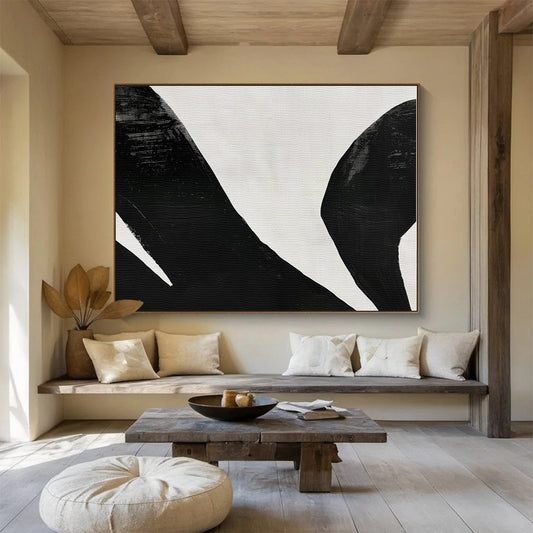 Black, White Abstract Painting – Bold Acrylic Art WB048