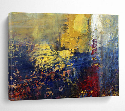 Oversized Canvas Art Yellow, Blue and Red Abstract Urban Painting WB063