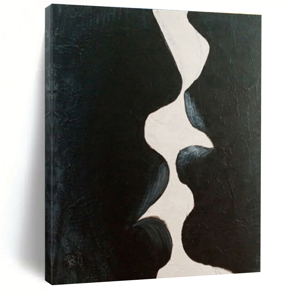 Minimalist Canvas Art Black and White Organic Abstract Art HS720