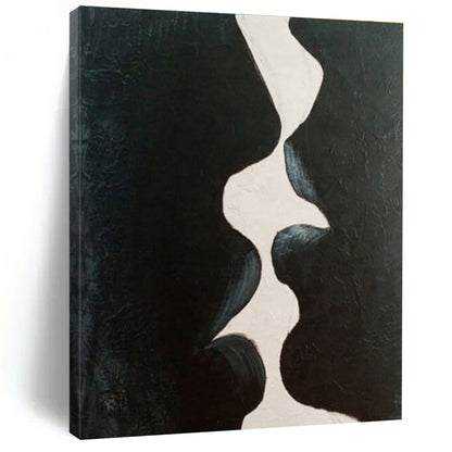 Minimalist Canvas Art Black and White Organic Abstract Art HS720