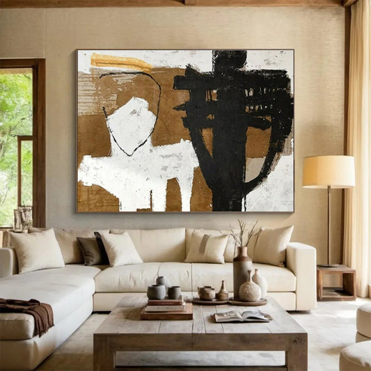 Brown, Black, White Abstract Figurative-Inspired Art For Sale WB383