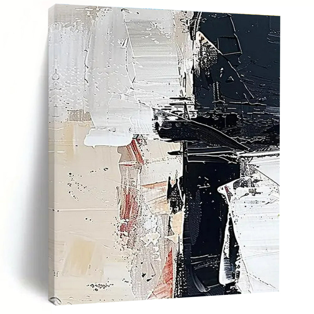 Cool Abstract Paintings Black, White, and Beige Dynamic Abstract Painting On Canvas HS820
